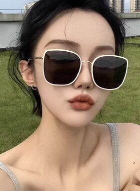 大框墨镜女2025新品奶茶色圆脸显瘦可配有度数太阳镜偏光开车眼镜
