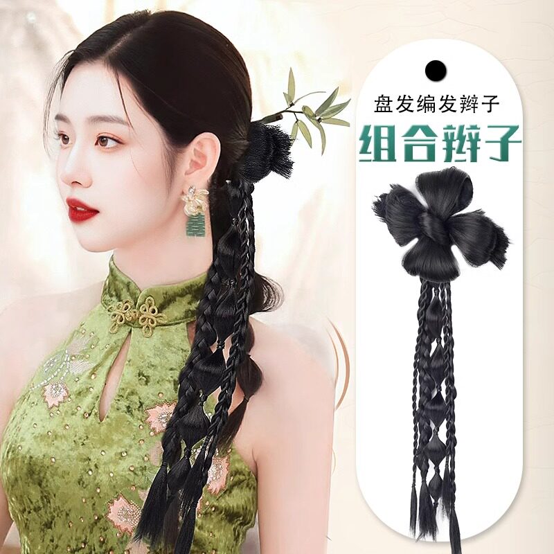 新中式假发马尾女金线扭扭辫