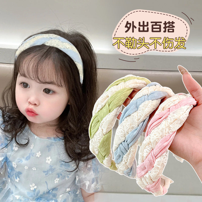 儿童蕾丝麻花编织发箍女2025新款日常外戴发卡女童不勒头头箍头饰