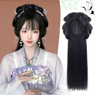 汉服头饰发箍假发一体式古装女假发包古风盘发发髻明制造型垫发饰