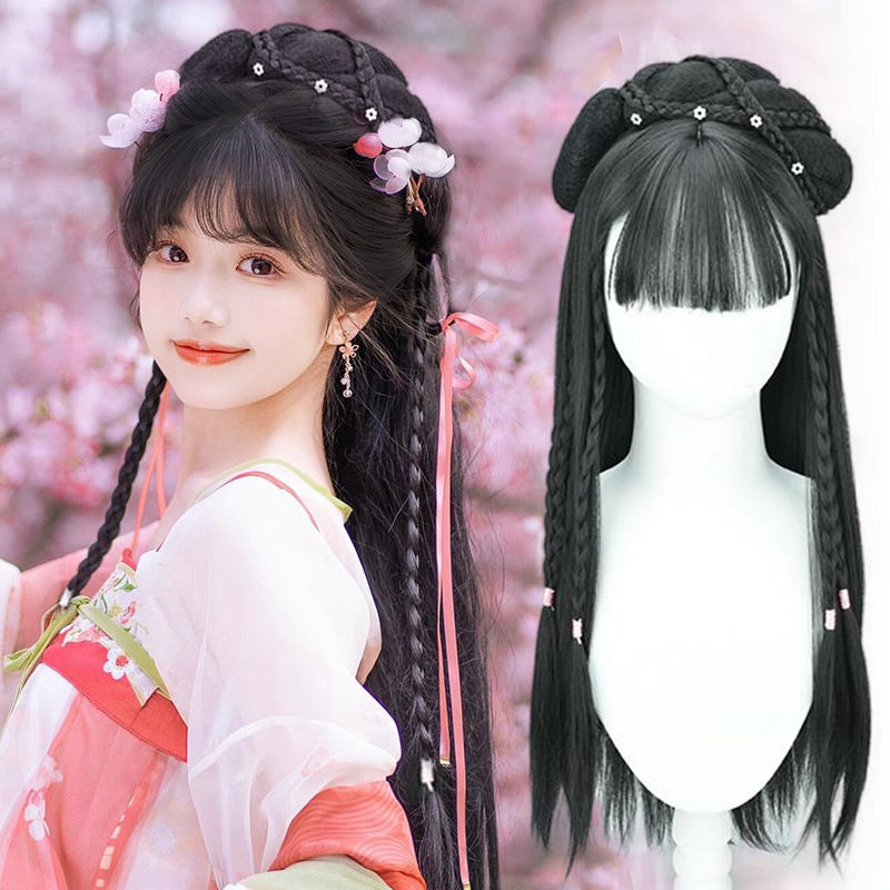 汉服假发一体女全头套成人古装舞台盘发演出造型整顶古风汉服假发