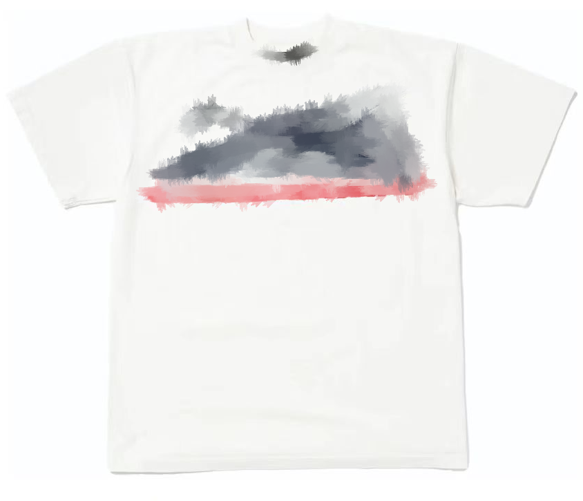 thumbnail for 100% cotton washed distressed printed short-sleeved T-shirt uni** loose crewneck top