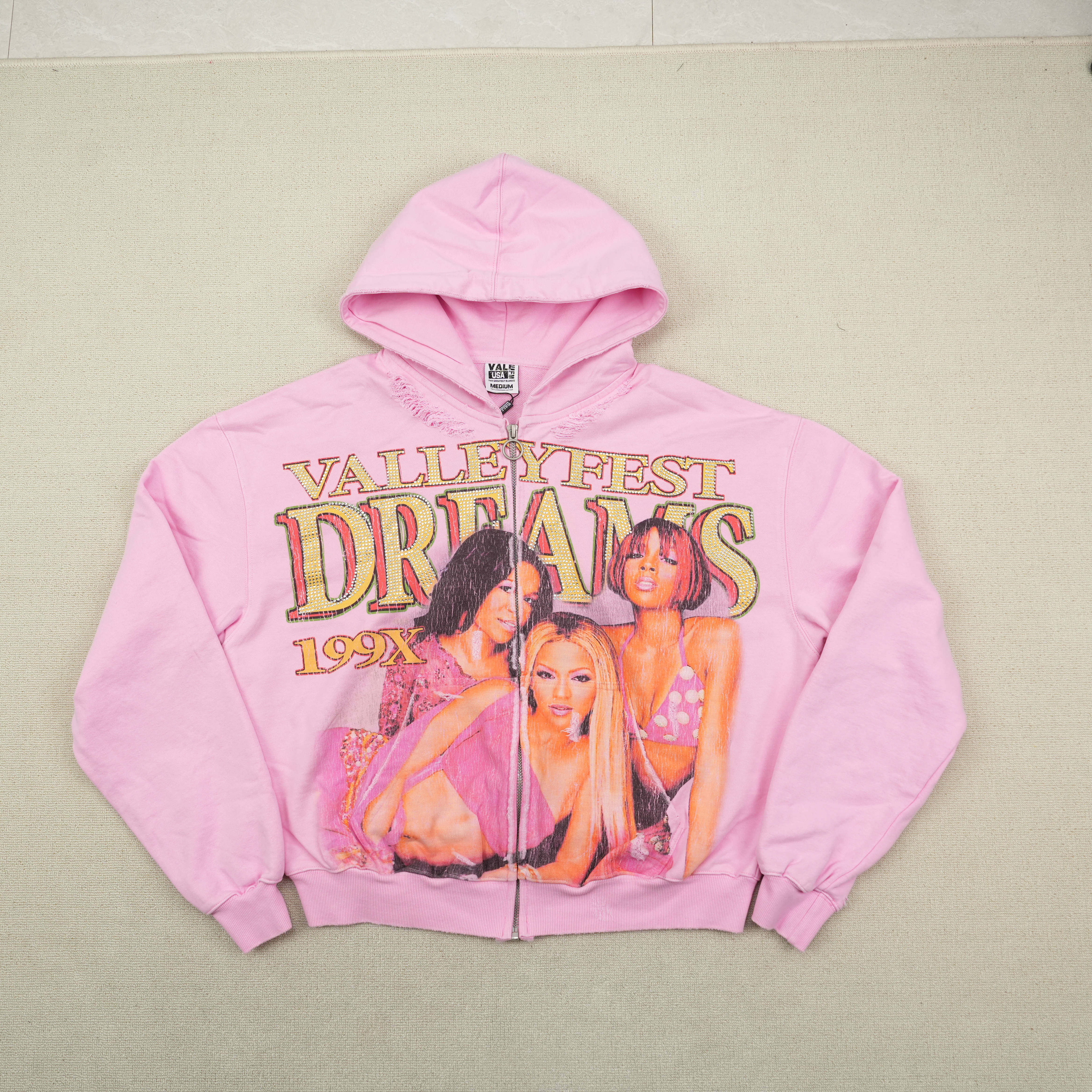 thumbnail for Character photo, hot diamond logo, letter zipper, hooded sweatshirt