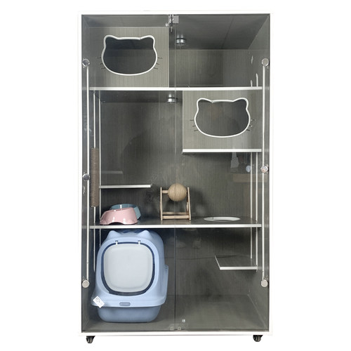 猫别墅四季通用超大号保暖猫抓板一体猫柜实木防水全景玻璃房猫i.