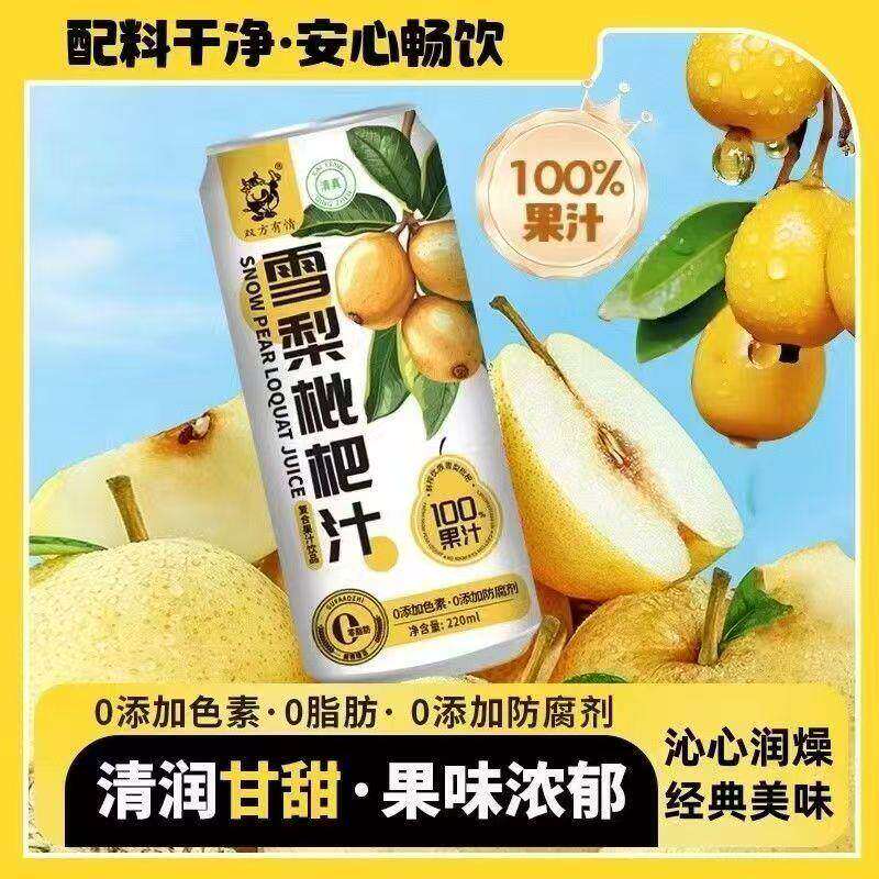 双方有情100%复合果汁雪梨枇杷汁浓缩果汁220ml*10罐果汁饮品饮料