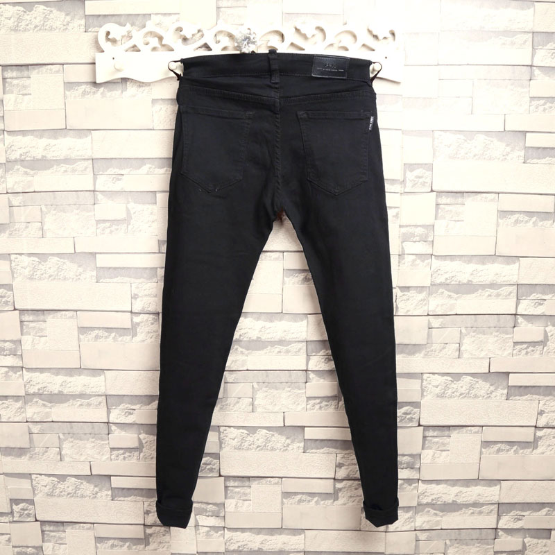 潮牌春秋季修身破洞牛仔裤2023男士潮流显瘦小脚裤韩版百搭长裤子