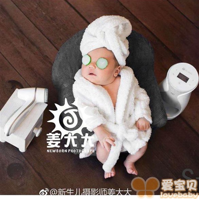 2022新款影楼新生婴儿百天拍照服饰宝宝浴袍主题道具艺术摄影服