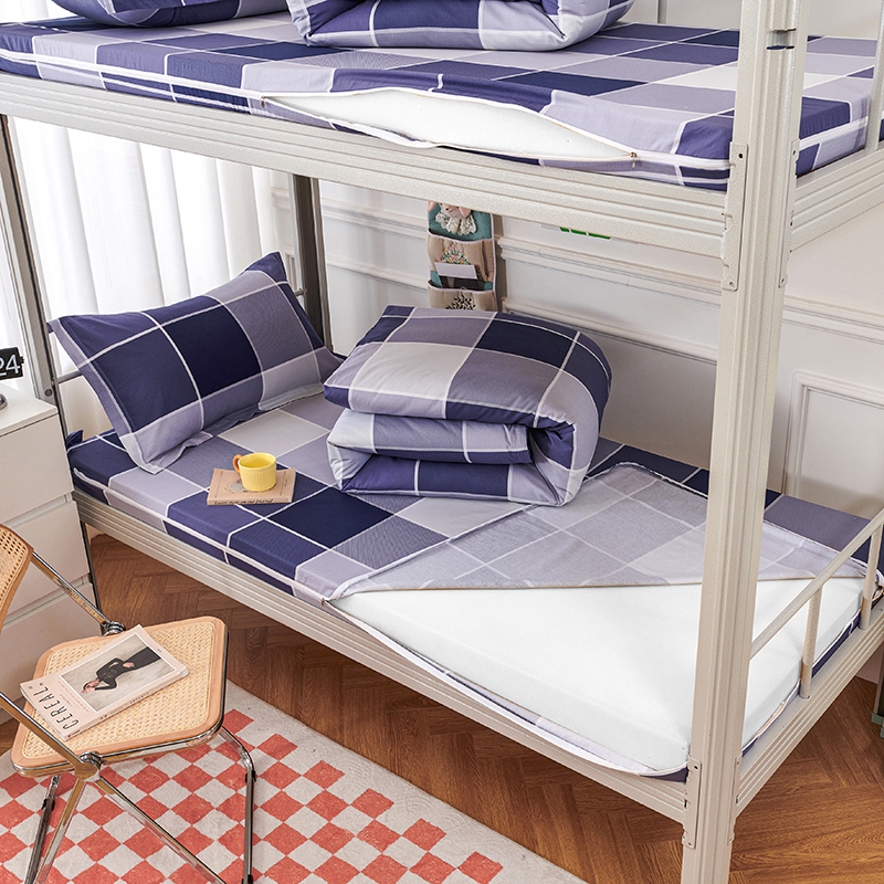 纯棉床垫套三件套学生宿舍全棉床单六件套上下铺0.S9m床上用品被