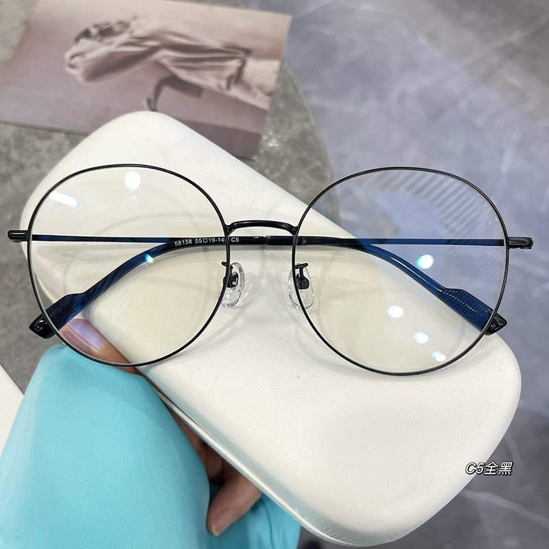 超轻金丝边d黑色复古大圆框眼镜架男近视可配度数散光大框显脸小
