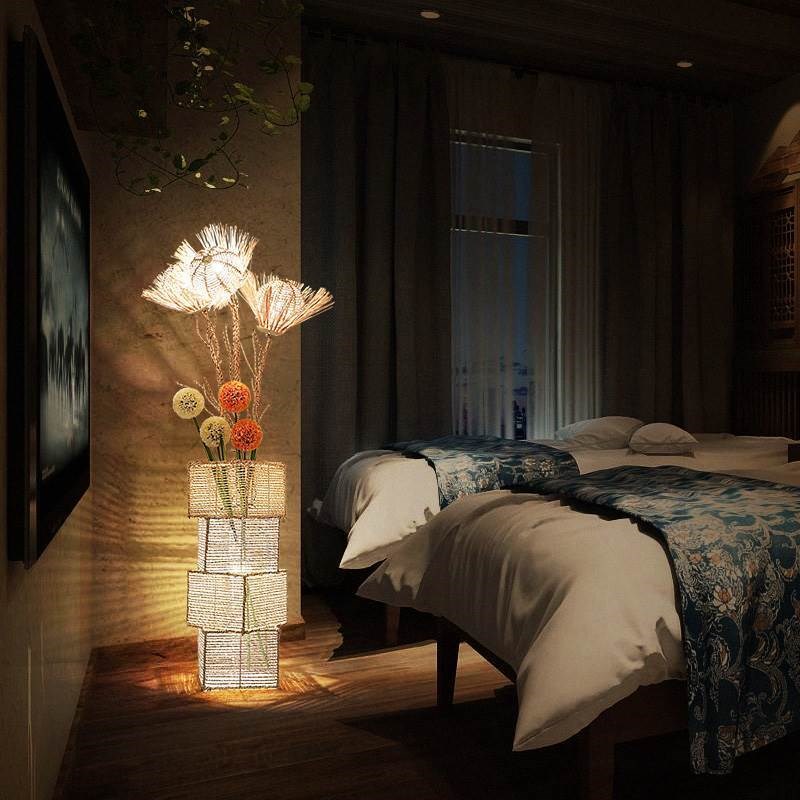 侘寂禅意名c宿落地灯民宿客厅高级艺术创意书房阳台藤编古风氛围