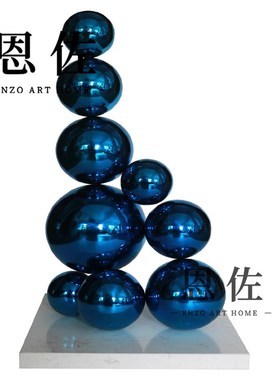 户外不锈钢球雕塑酒店售楼处客厅走廊玄关圆球摆件室内艺术软装饰
