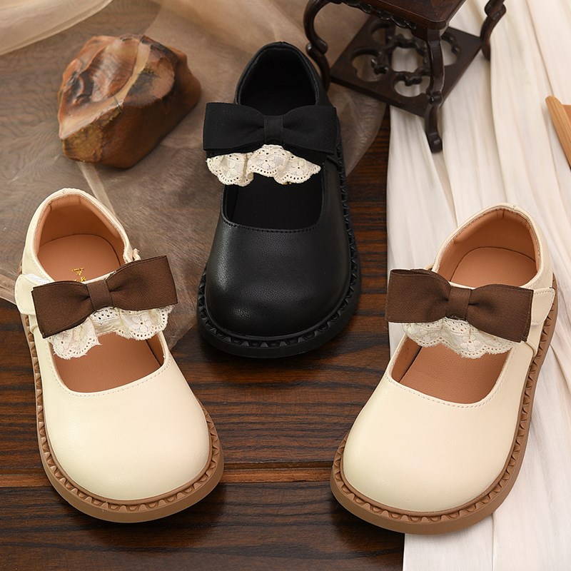 女童公主鞋儿童鞋子2025春秋新款软底洋气女孩黑色皮鞋配裙子单鞋
