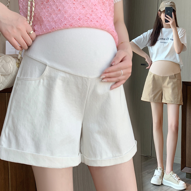 孕妇裤子洗水牛仔阔腿短裤夏季宽松外穿休闲牛仔百搭X潮妈冰丝短