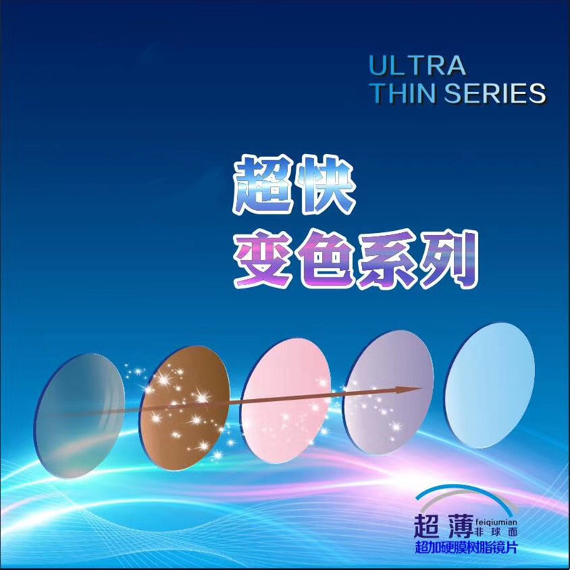 配近视变色镜f片树脂非球面快速变色近视镜片灰色茶色粉色紫色蓝