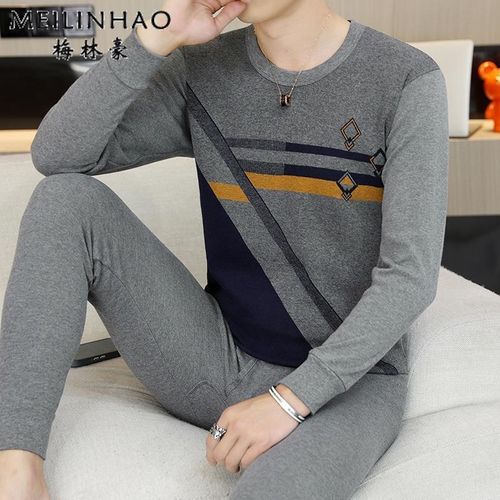 男款秋衣秋裤套装纯棉春秋季保暖内衣一套青年中老年人打底棉毛衫