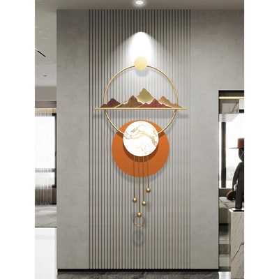 创意玄关铁艺挂件餐厅木格栅墙面装饰轻J奢客厅电视沙发背景墙挂