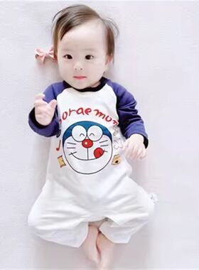 3新生婴儿连体衣服春秋款纯棉a类6一12个月男女宝宝夏装超萌睡衣0