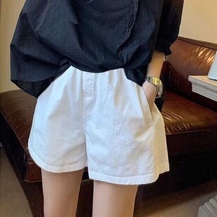 孕妇棉麻b短裤夏季薄款外穿夏装打底裤托腹白色宽松阔腿热裤夏天