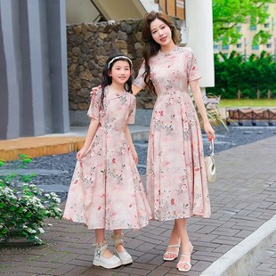 新中式亲子装旗袍母女装2025新款夏季连衣裙复古改良国风洋气长裙
