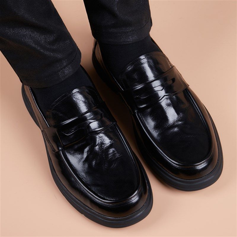 休闲皮鞋男真皮头层牛皮商务时尚男鞋内增高一脚蹬懒人豆豆鞋高端,流行男鞋,休闲皮鞋,淘宝优惠券,粉丝福利购,淘宝优惠卷