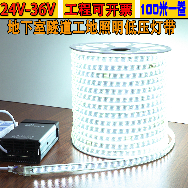 24V灯带室外工程防水低压暖白光地下室隧道养殖照Q明36超亮LED灯