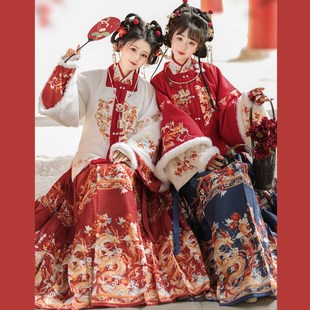 阑珊小记龙鲤呈祥汉服女明制加绒斗篷刺绣短袄比S甲马面裙拜年服