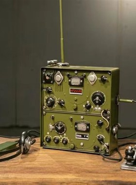 电报机模型铁艺复古怀旧无线电台发报机步话机摆件装Y饰品道具礼