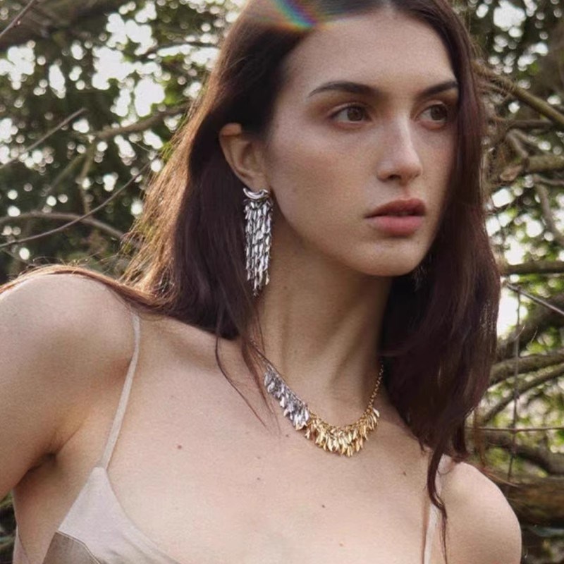 醉舟系列金银双色流苏耳环感小众设计感手链项链