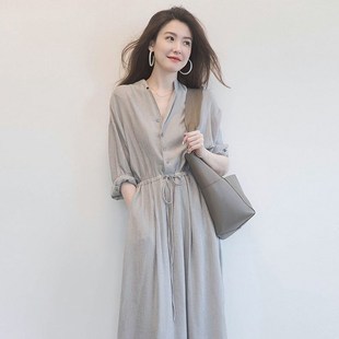 连衣裙女春秋新款韩版时尚大码长袖裙H子中长款气质流行长裙A字裙