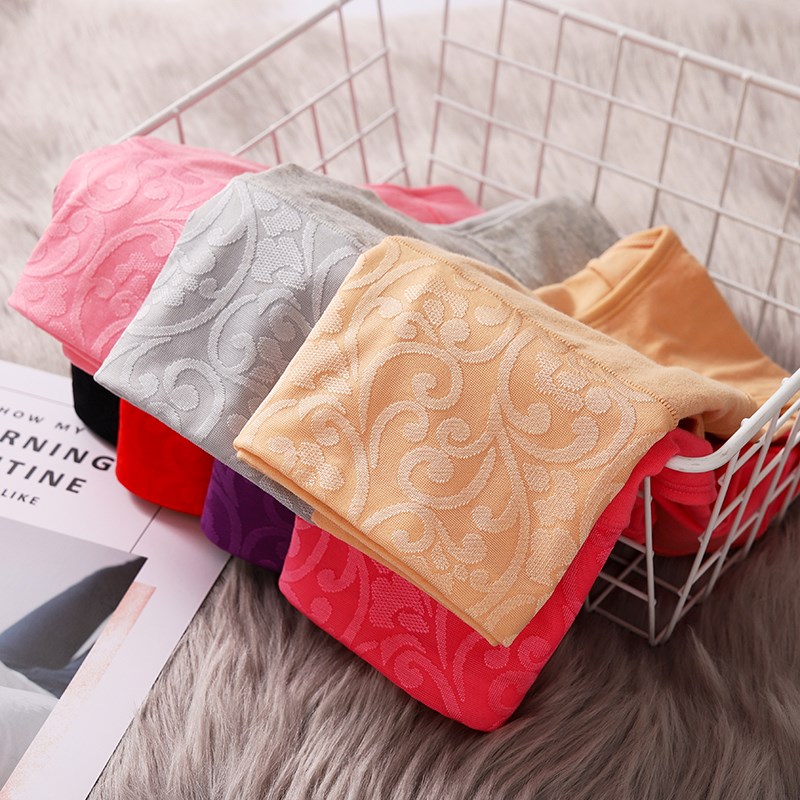 4条装高腰收腹女士内裤纯棉质面料透气蕾丝大码胖mm女士三角裤头