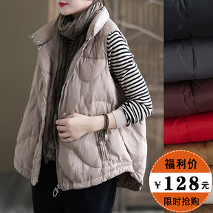 羽绒服女2021无n袖马甲秋冬短款轻薄宽松休闲羽绒坎肩女款马夹外
