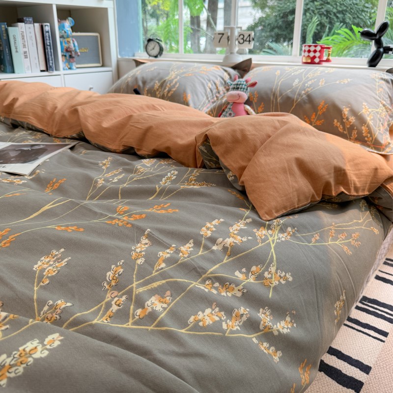 秋冬季法式田园风磨毛加厚全棉四件套保暖裸睡床单被X套床笠式床