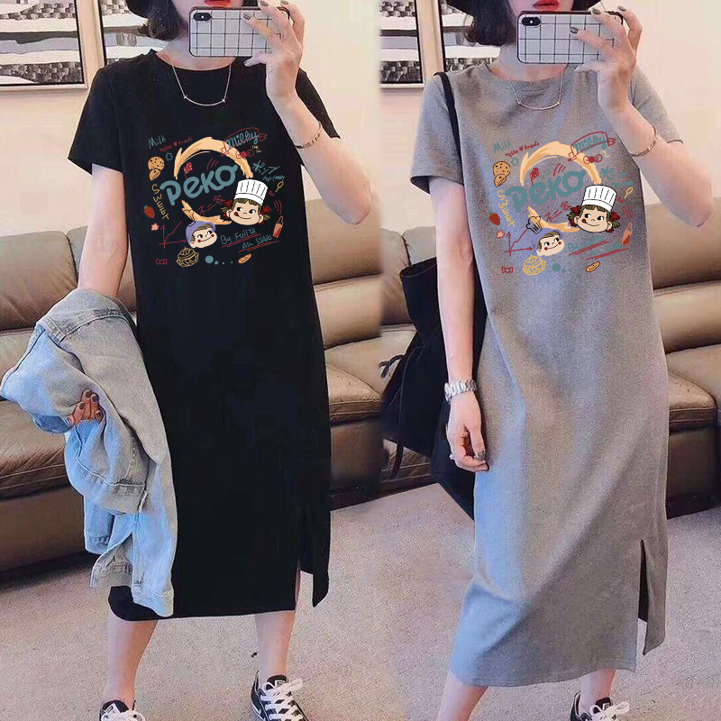 哺乳连衣b裙夏季外出辣妈款时尚卡通t恤裙子喂奶期衣服孕妇装夏装