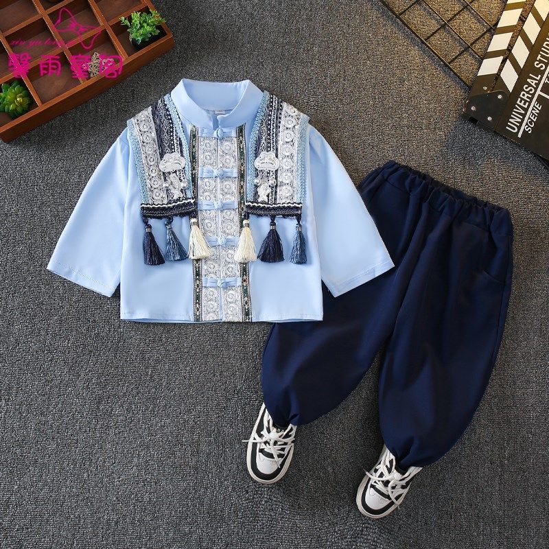 汉服男童少数民族服装傣族舞蹈表演国风儿童广西壮族三月三演出服,童装/婴儿装/亲子装,唐装,淘宝优惠券,粉丝福利购,淘宝优惠卷