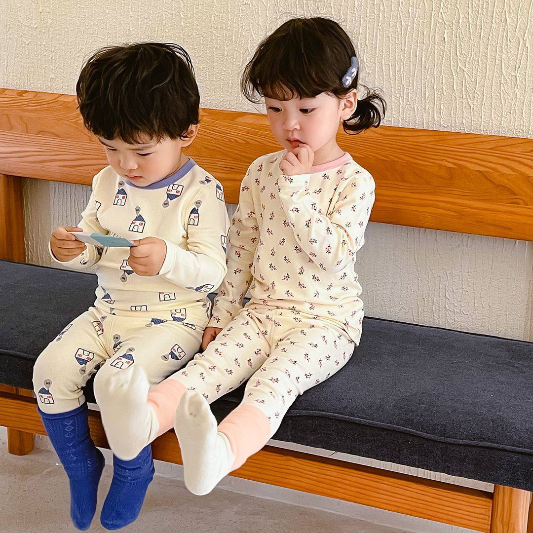 儿童家居服无骨秋冬装男童女童睡衣宝宝纯棉无痕内衣套装秋衣秋裤