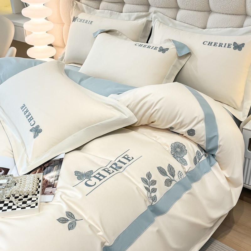 轻奢100支长绒棉纯棉四件套高级感全棉被套床单四季通用床上用品