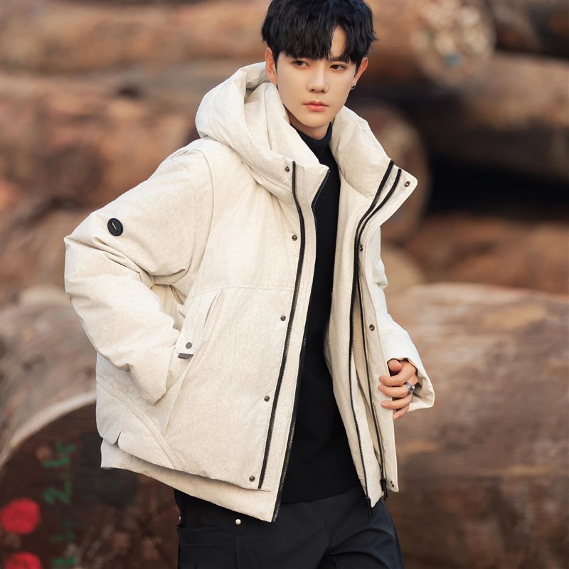 可拆卸马甲连帽羽绒服男潮流冬季新款棉衣I外套2024设计感男装棉