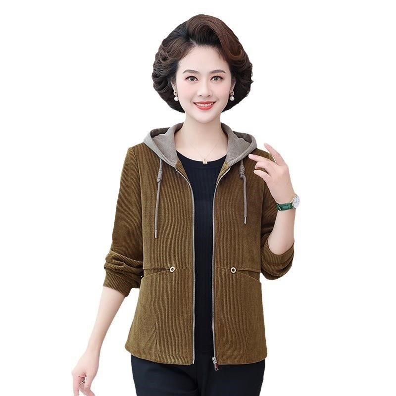 高货胖妈妈新款秋冬气质外套中A老年女装连帽时尚短款小个子奶奶
