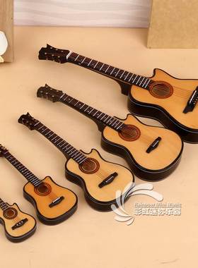 木质缺角迷你民谣吉他模型乐器摆件毕业送男女朋友生日情人节礼物
