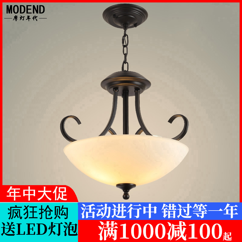 美式乡村铁艺单头吊灯创意个性餐厅走廊过道阳台玄关卧室门厅灯具