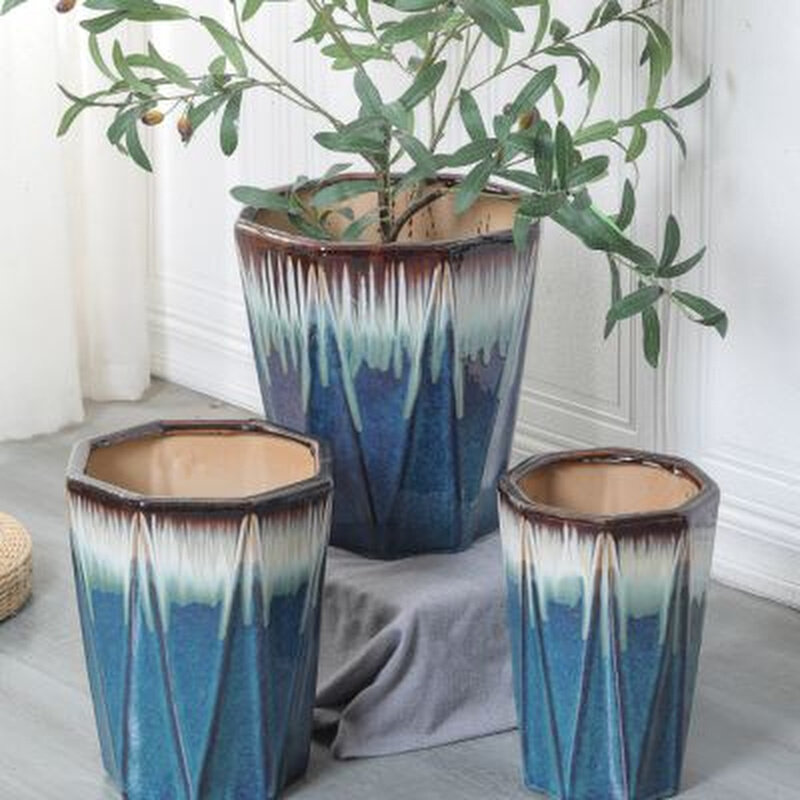 陶瓷特大号型阳台落地白色北欧室内创意简约现代发财树铁树花盆