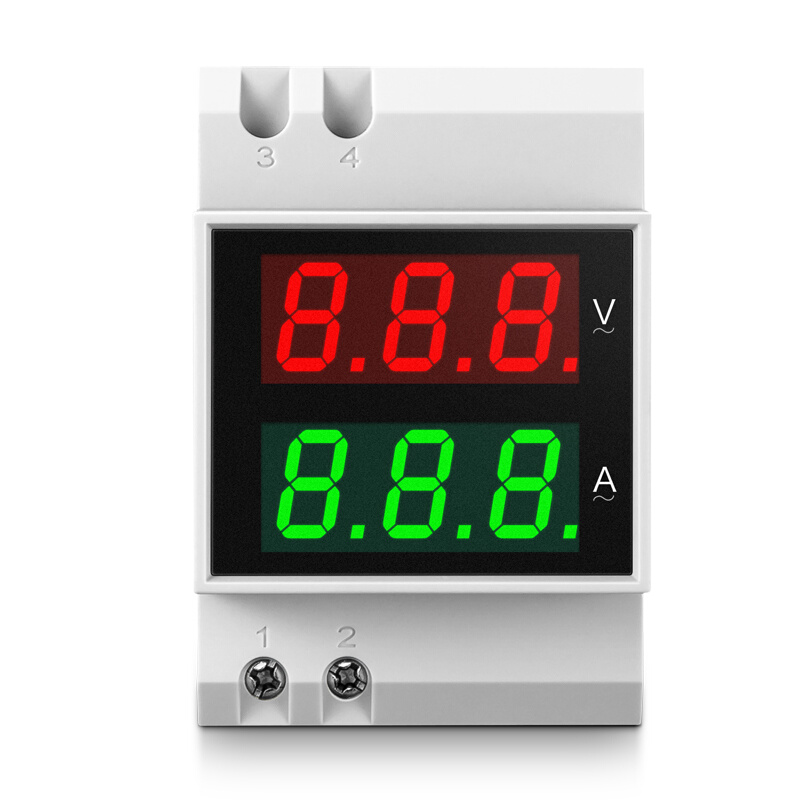 希崖交流电流表 电压表 数显22A0V 双显电流电压表 导轨式单相数