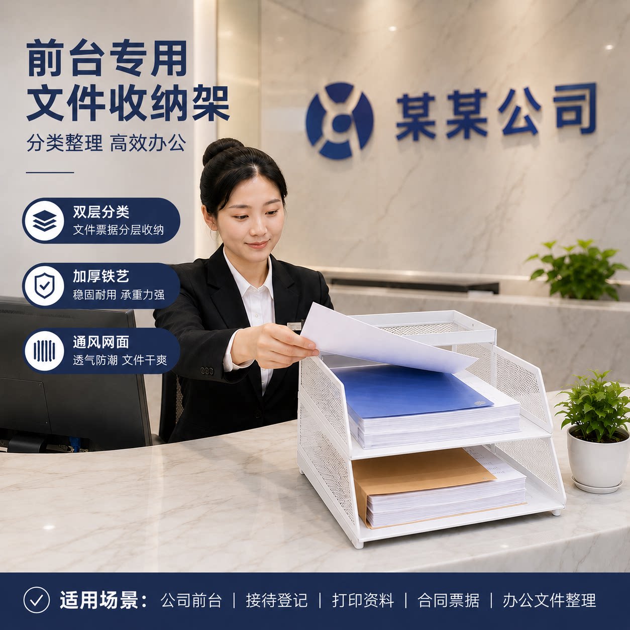 梵系双层分类文件架加厚斜口架子图片