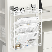 白色壁挂式 多功能文件架墙上铁艺多层文件夹收纳盒桌上整理学生文