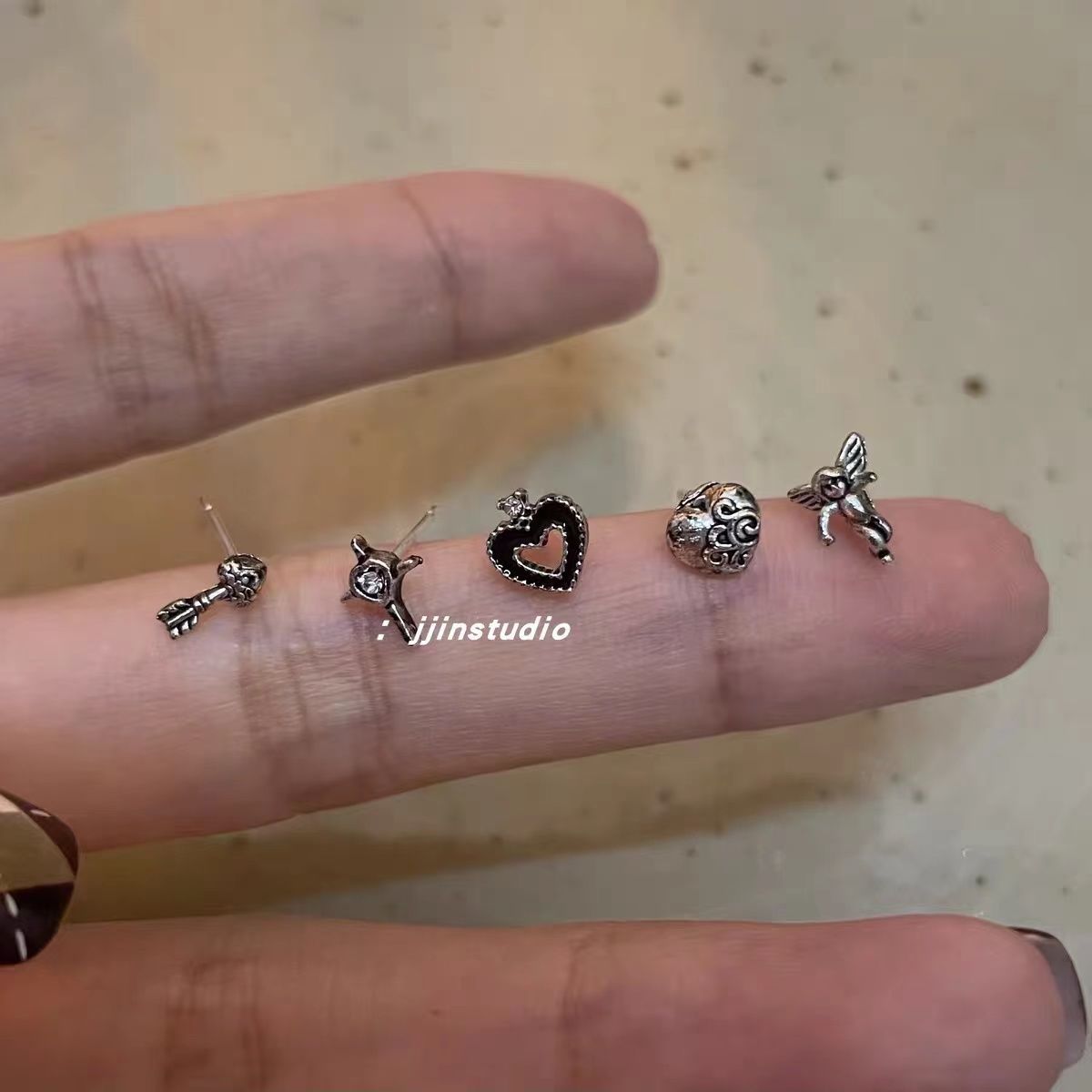 赛博朋克纯银耳钉泰银S925五件套