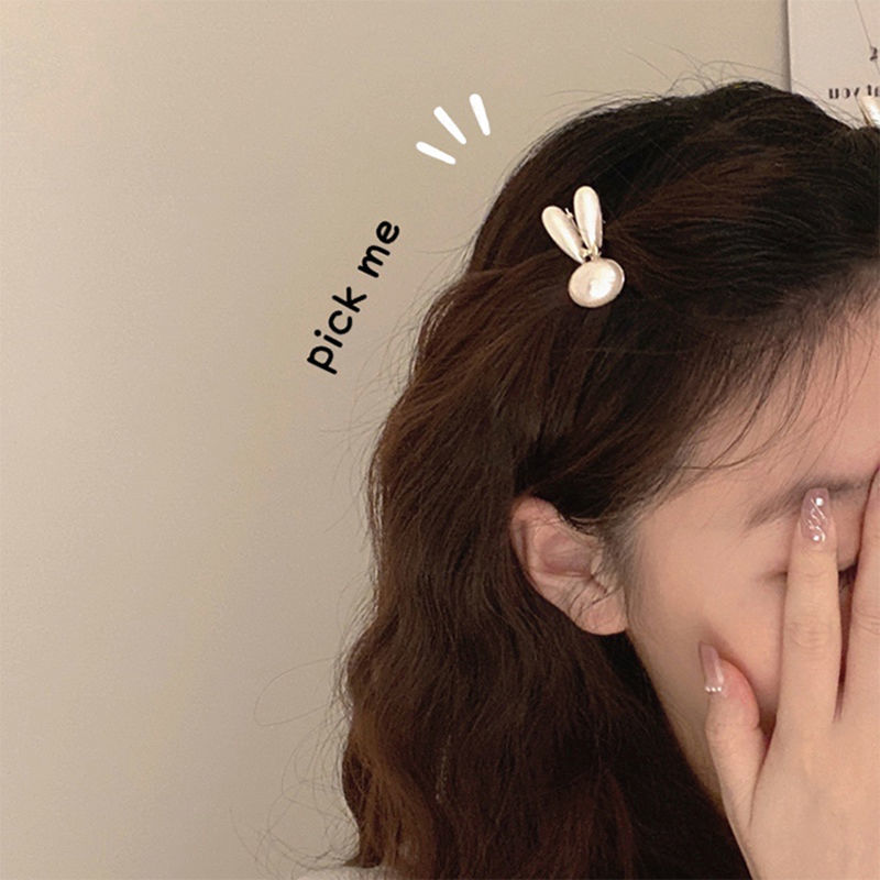 小兔子珍珠发夹侧边头饰刘海