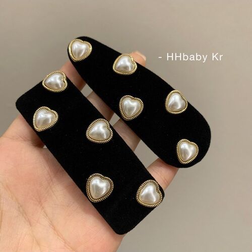 小香风爱心珍珠丝绒发夹BB夹