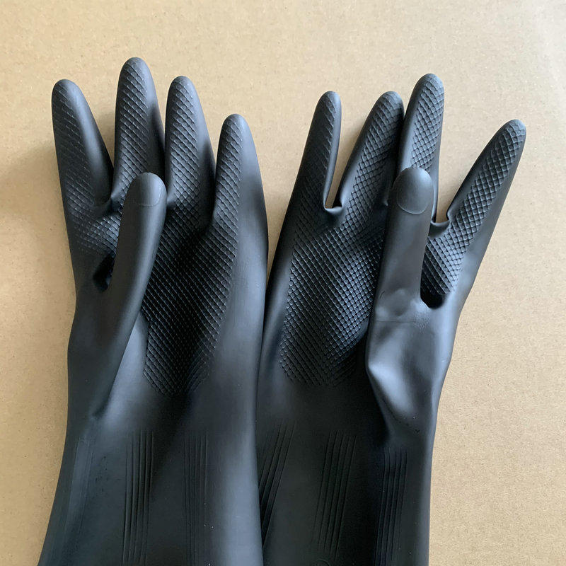 乳胶手套加厚防滑防护工业橡胶劳务防水防油耐酸劳保黑色手套