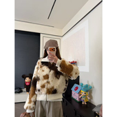 休闲时尚 CHACHA 奶牛 百搭毛毛外套