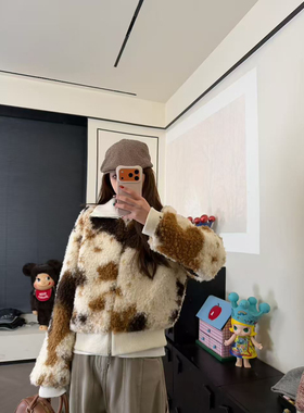 CHACHA【奶牛】休闲时尚百搭毛毛外套